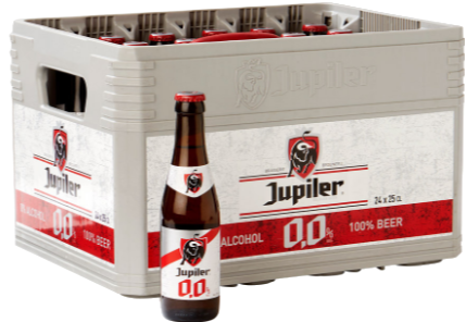 Jupiler 0.0% krat met 24 flesjes van 25cl