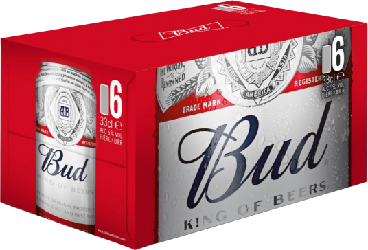 Bud Sixpack met blikjes van 33cl