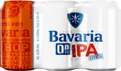 Bavaria 0.0% ipa sixpack met 6 blikjes van 33cl