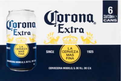 corona sixpack met 6 blikjes van 33cl