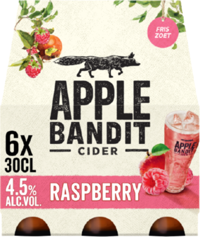 Apple Bandit Raspberry sixpack met flesjes van 30cl