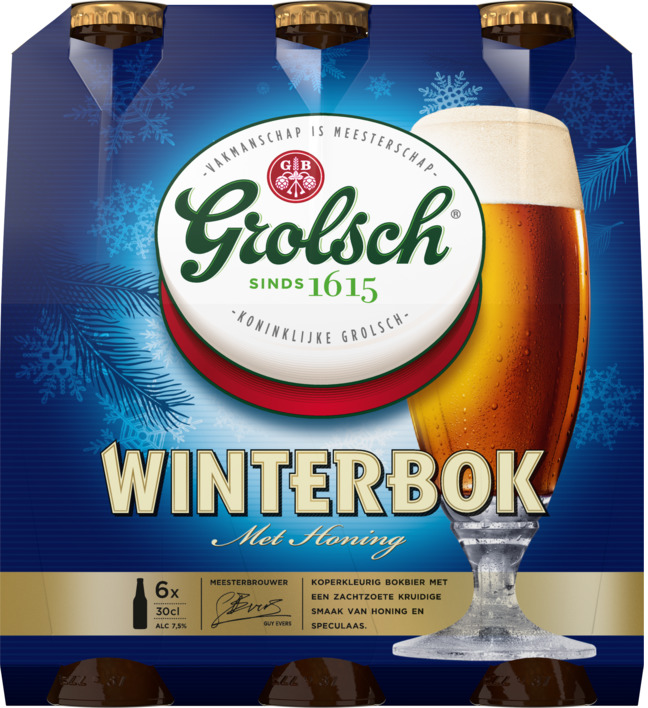 Grolsch Winterbok Sixpack met flesjes van 30cl