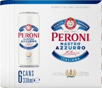 Peroni Nastro Azzurro sixpack met blikjes van 33cl