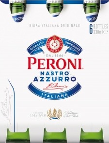 Peroni Nastro Azzurro sixpack met flesjes van 30cl