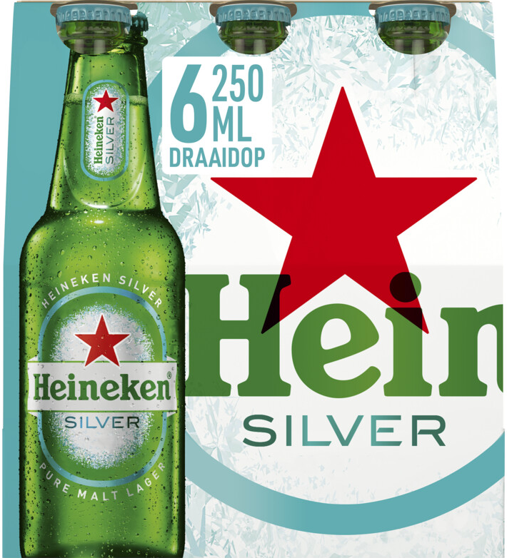 Heineken Silver sixpack met flesjes van 25cl