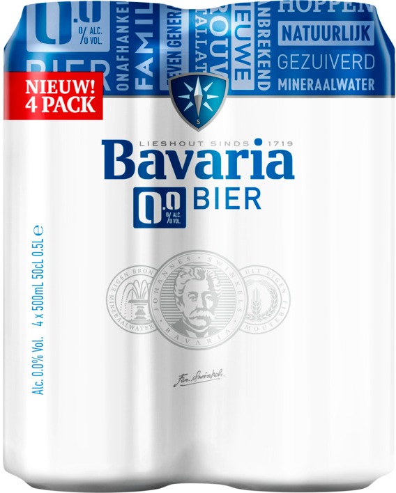 Bavaria 0.0 set met 4 blikken van 50cl