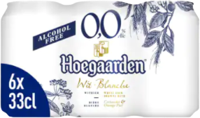 Hoegaarden wit alcoholvrij sixpack met blikjes van 33cl