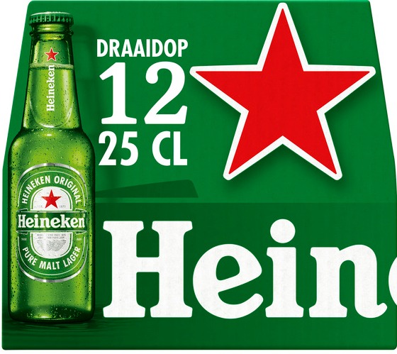 Heineken doos van 12 flesjes á 0,25 liter
