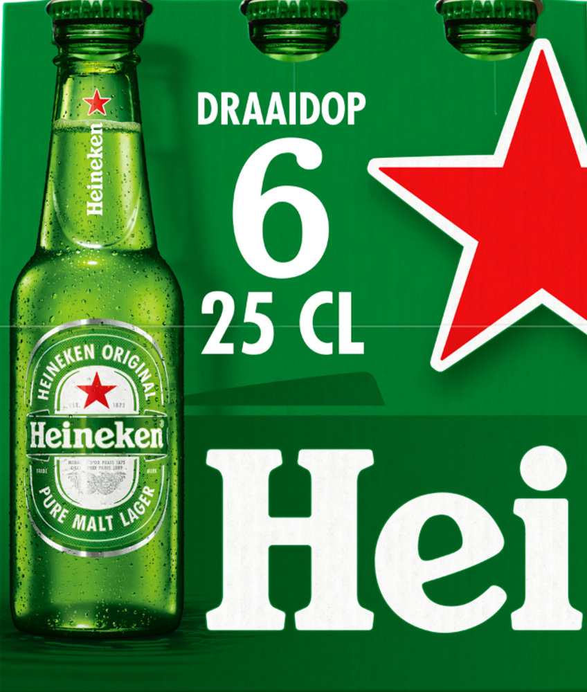Heineken set van 6 flesjes á 0,25 liter