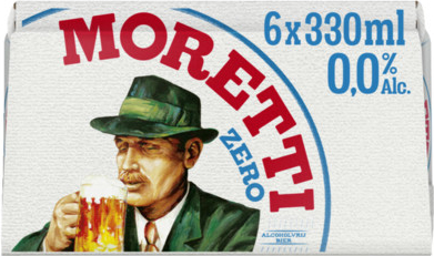 Birra Moretti Zero sixpack met blikjes van 33cl