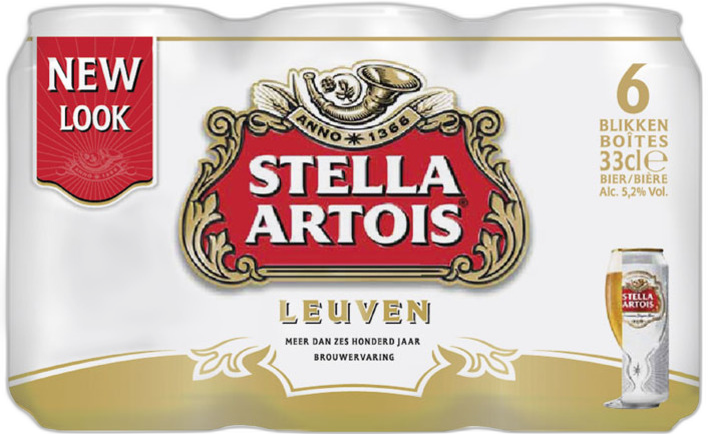 Stella Artois Pils sixpack met blikjes van 33cl
