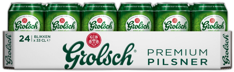 Grolsch tray met 24 blikjes á 0,33 liter
