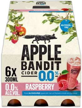 Apple Bandit Raspberry 0.0% sixpack met flesjes van 30cl