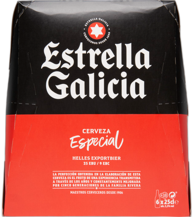 Estrella Galicia sixpack met flesjes van 25cl