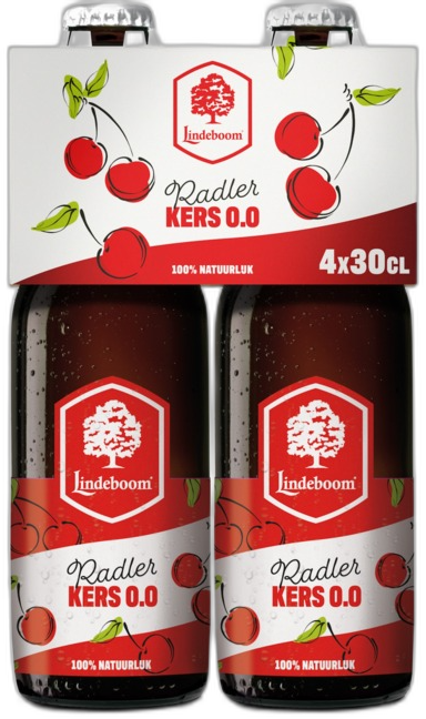 Lindeboom Radler Kers 0.0% 4-pack met flesjes van 30cl