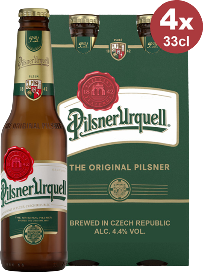 Pilsner Urquell 4pack met flesjes á 0,33 liter