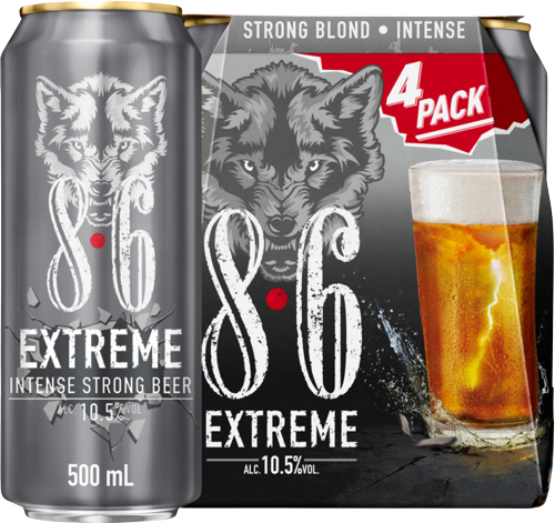 8.6 Extreme set met 4 blikken van 50cl