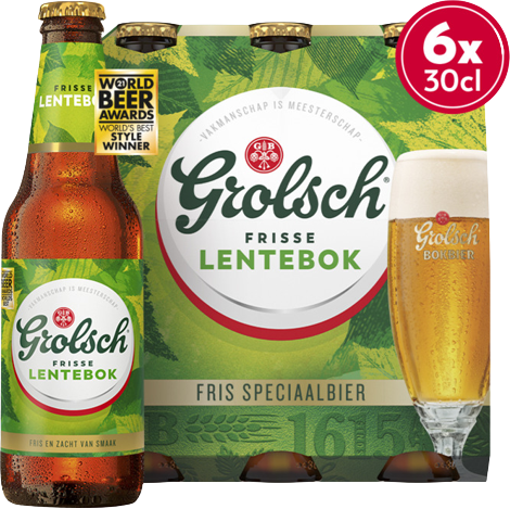 Grolsch Lentebok sixpack met flesjes van 30cl