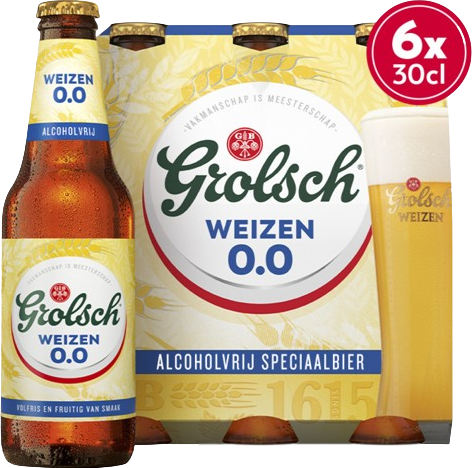 Grolsch Weizen 0.0% set van 6 flesjes á 0,30 liter 