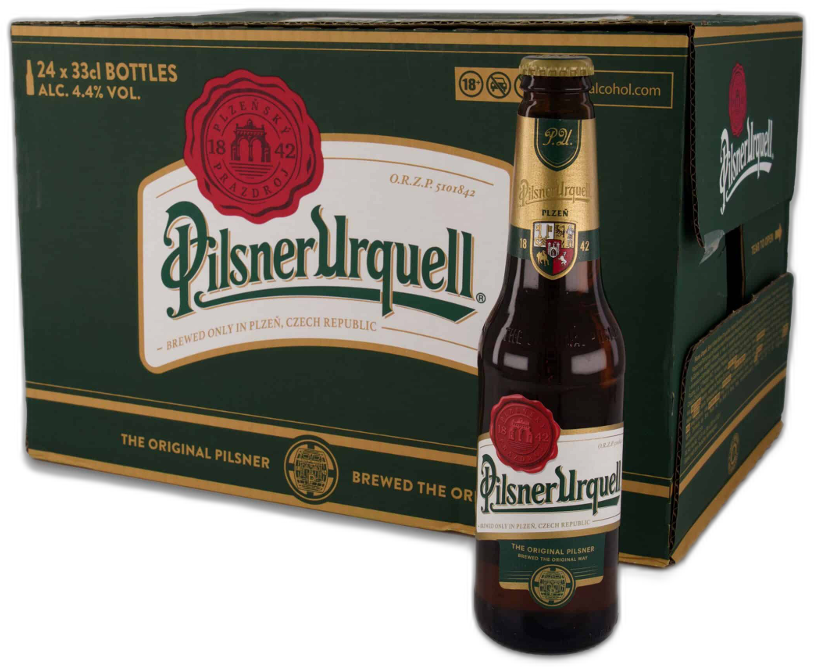 Pilsner Urquell doos met 24 flesjes van 33cl