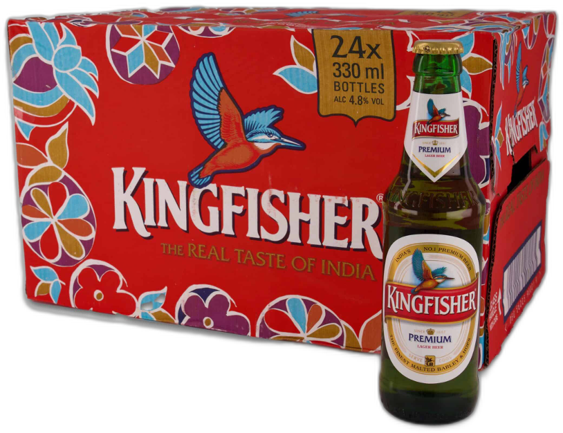 Kingfisher bier doos met 24 flessen van 33cl