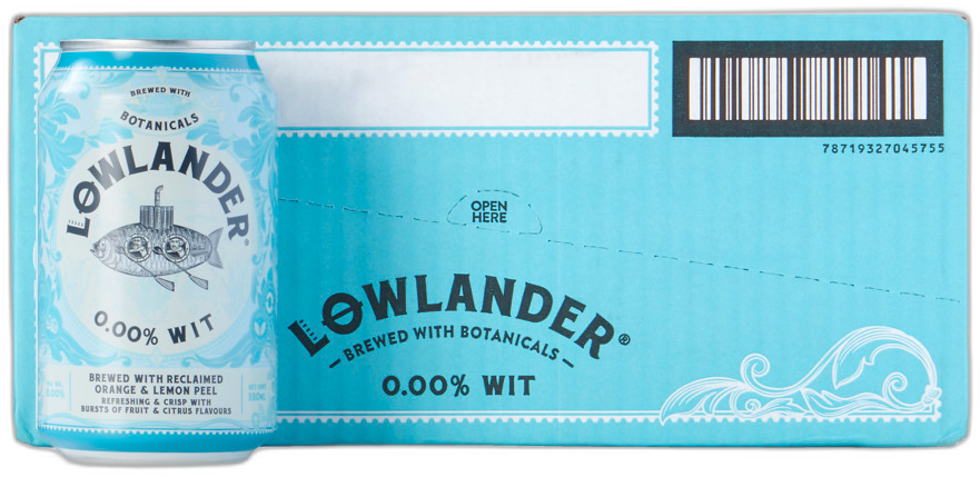 Lowlander wit 0.00% doos met 12 blikjes van 33cl