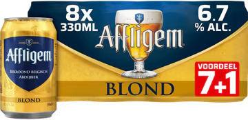 Affligem Blond voordeelpack met 7+1 blikjes van 33cl