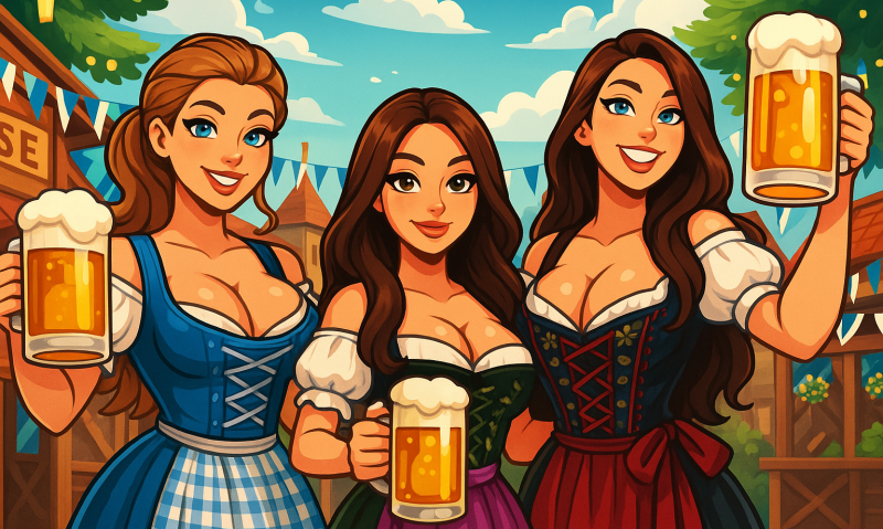 Dames met bier tijdens Oktoberfest