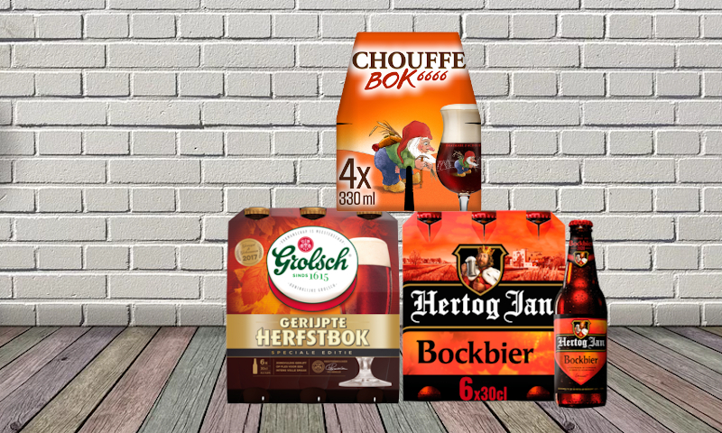 Sixpacks met herfstbok